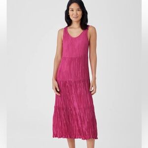 Eileen Fisher Pink Pleated Midi Dress